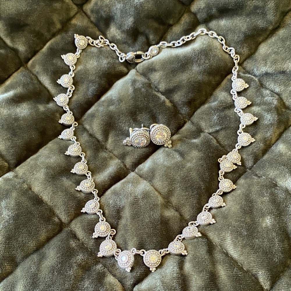 Judith Ripka Silver Necklace and Earring Set